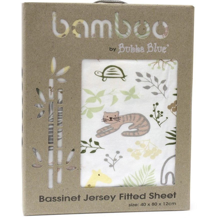 Bubba Blue Bamboo Jungle Bassinet Jersey Fitted Sheet Sheets Baby Factory