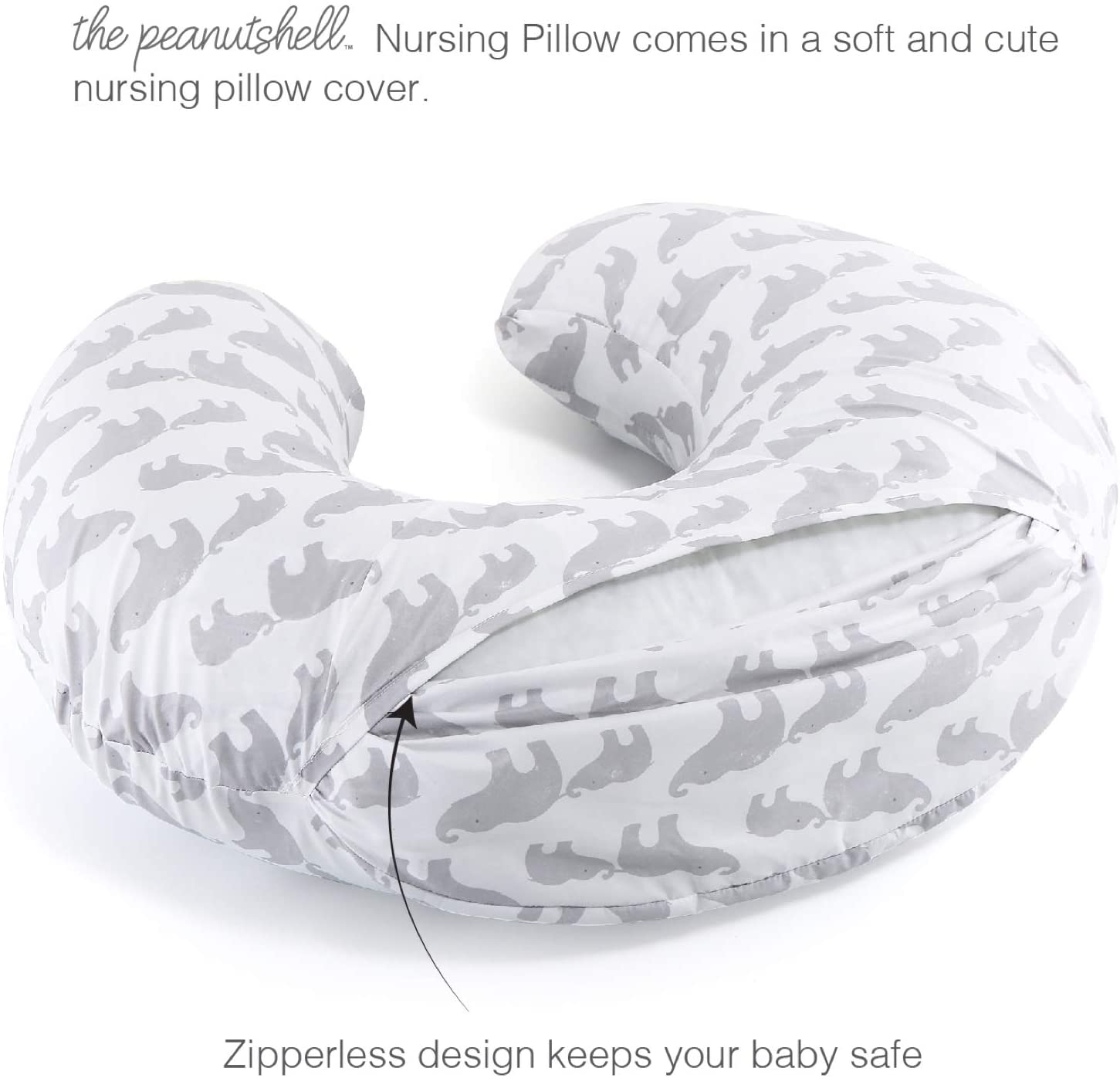 Peanutshell Grey Elephants Nursing Pillow Accessories Baby Factory