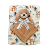 Infancie Printed Flannel Blanket with Toy Bear