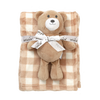 Infancie Printed Flannel Blanket with Toy Brown Teddy