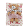 Infancie Printed Flannel Blanket with Toy Pink Teddy