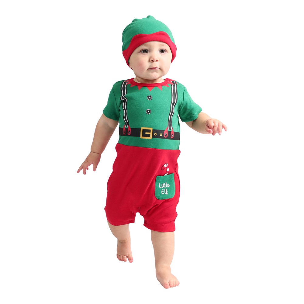 Ricochet Baby Elf Romper with Hat Christmas Clothing Baby Factory