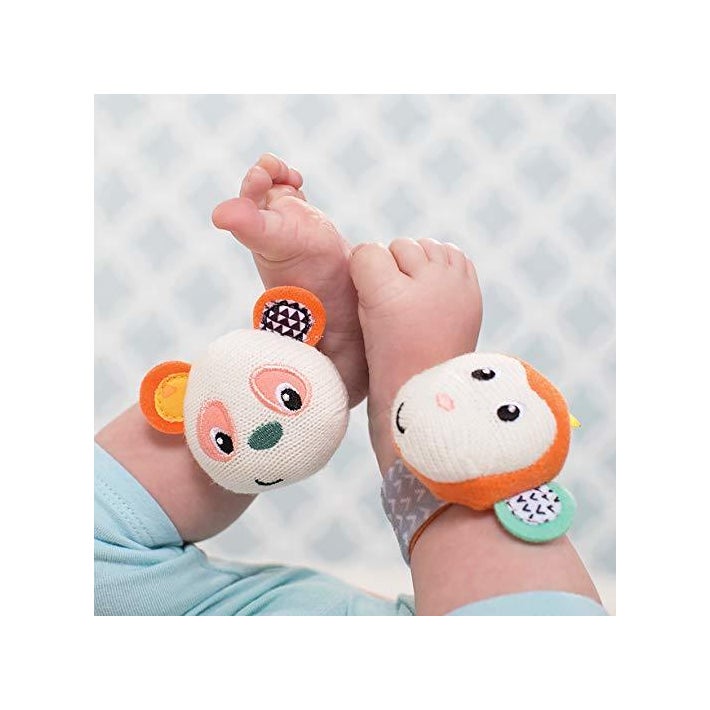 Infantino Wrist Rattles Monkey/Panda, Rattle & Teethers